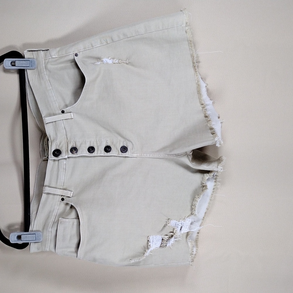 Whetherly Delon High Rise Denim Shorts Women’s 34/18 Distressed Cotton